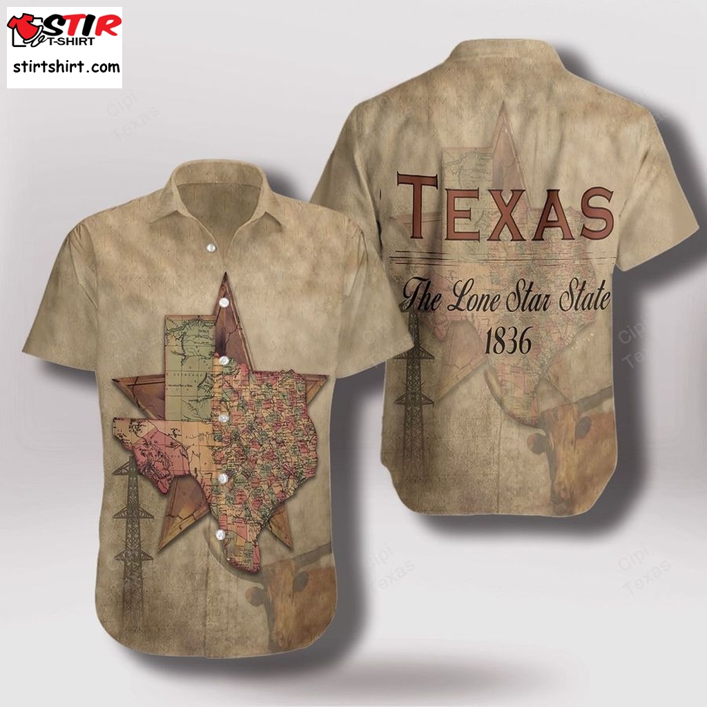 Texas The Lone Star State 1836 Hawaiian Shirt  Texas Rangers 