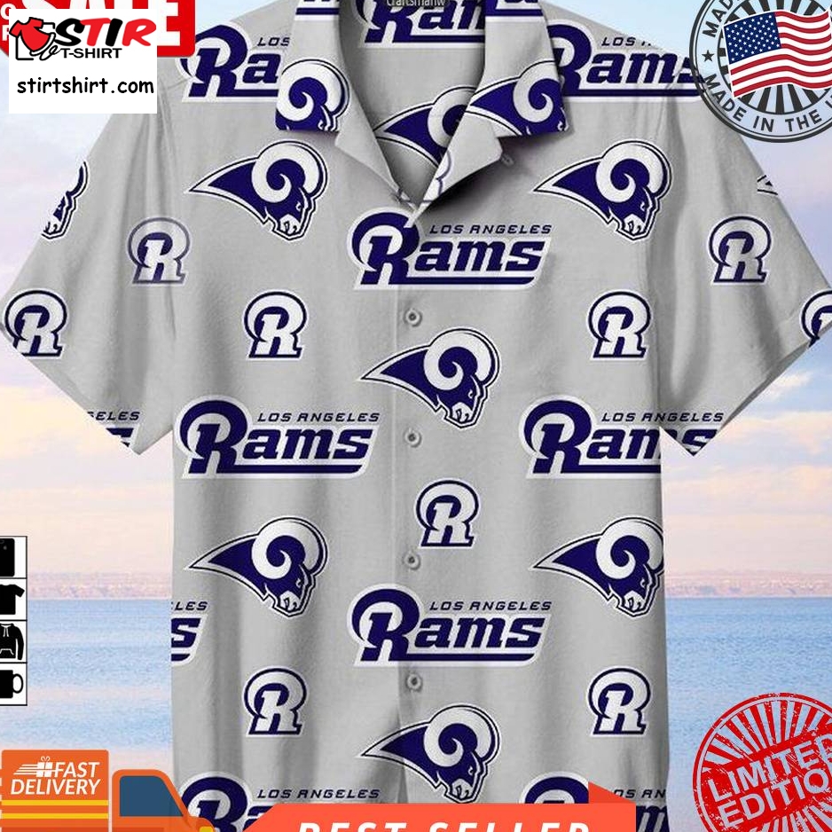 The Los Angeles Rams Nfl Hawaiian Graphic Print Short Sleeve Hawaiian Shirt Size S   5Xl