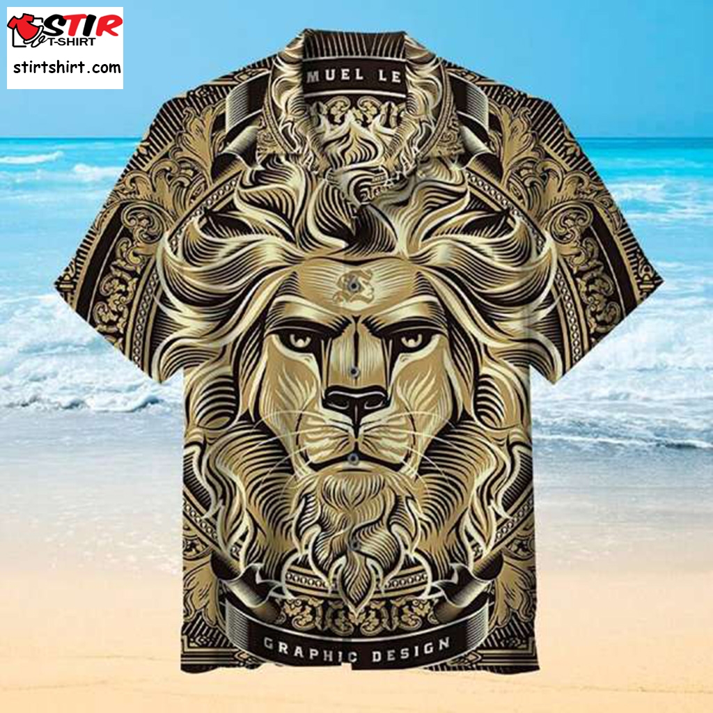 The Majestic Lion Hawaiian Aloha Beach Shirt  Aloha Shirt Vs 