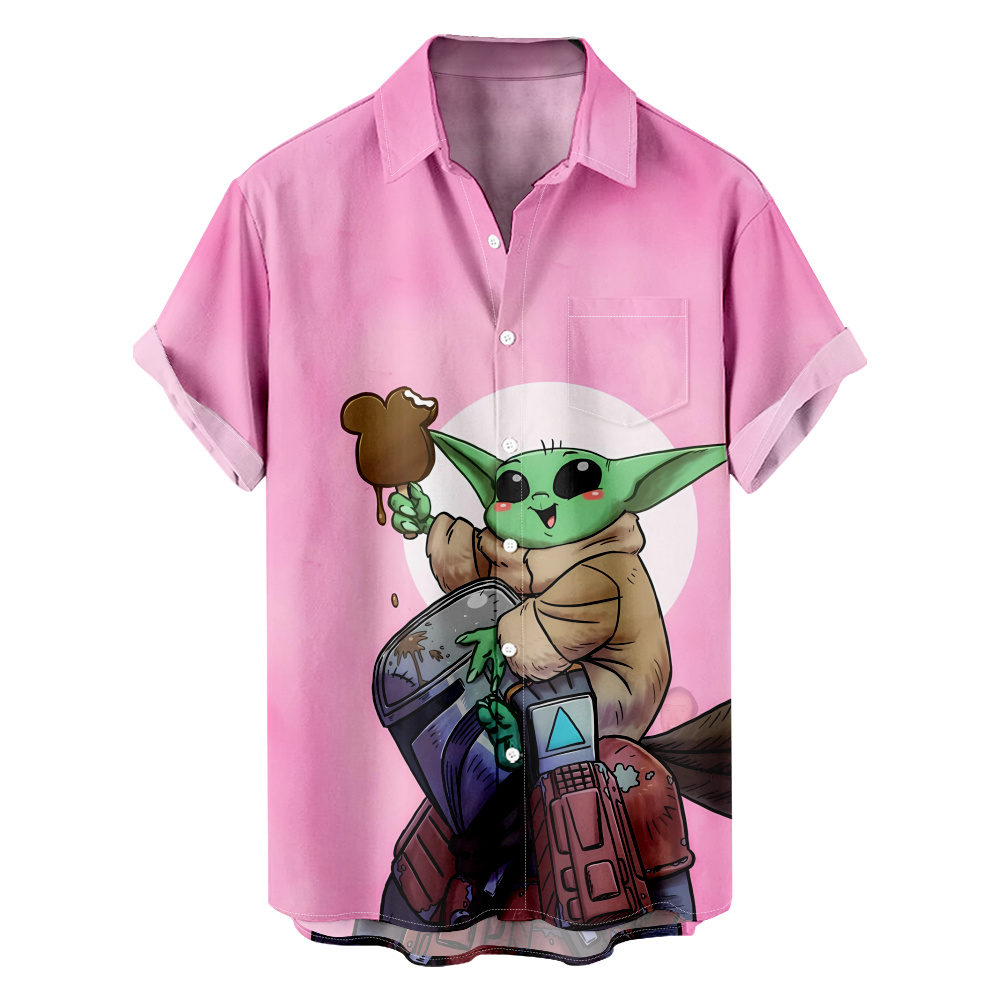 The Mandalorian Baby Yoda Hawaiian Shirt,Beach Casual Button Down Shirt ,Best Men's, Boys Giftsjpeg