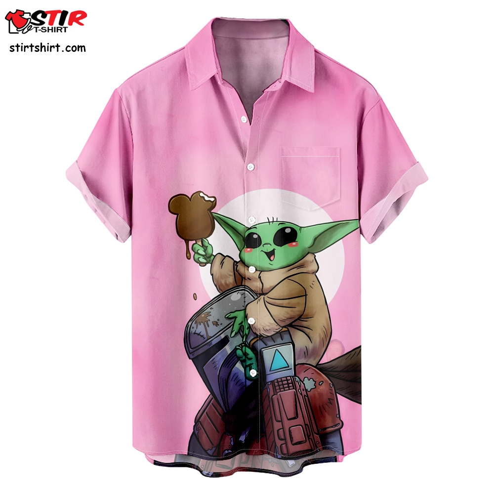 The Mandalorian Baby Yoda Hawaiian Shirt,Beach Casual Button Down Shirt ,Best Men's, Boys Gifts