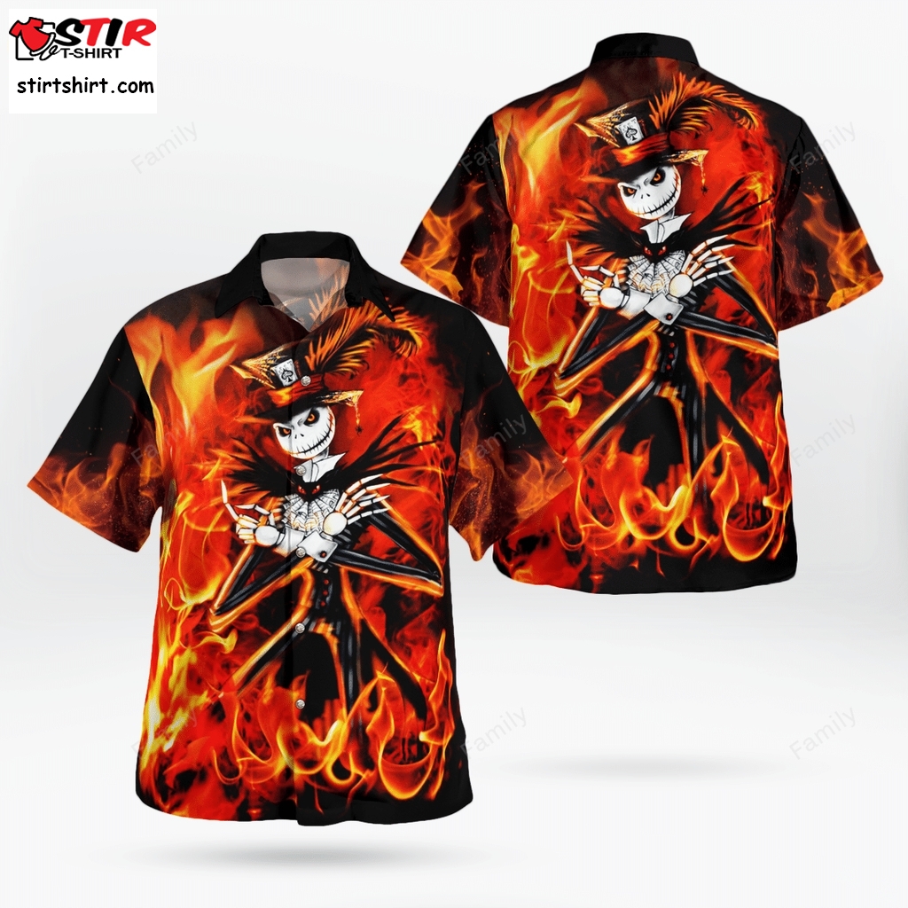 The Nightmare Jack Skellington In Fire Halloween Hawaiian Shirt  Jack Daniels 