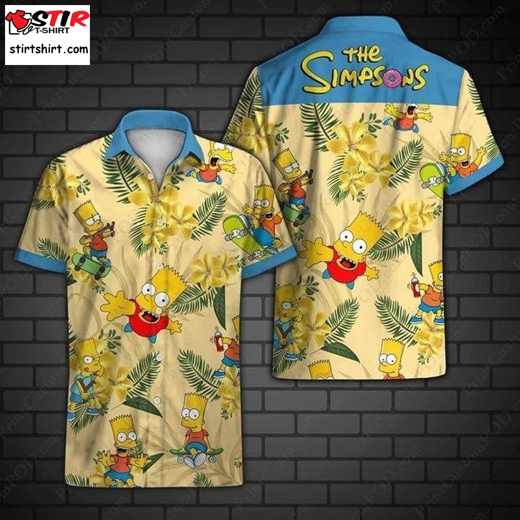 The Simpsons For Men And Women Graphic Print Short Sleeve Hawaiian Casual Shirt Y97  Disney s