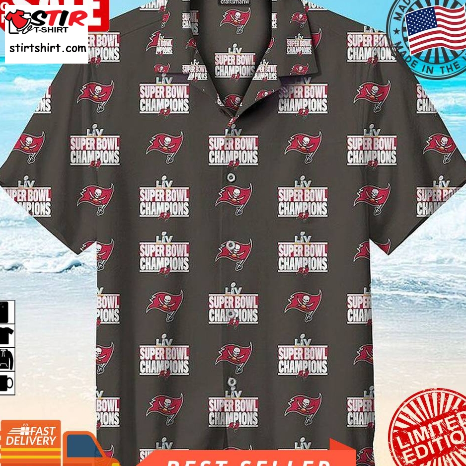The Tampa Bay Buccaneers Super Bowl Champions Nfl Hawaiian Graphic Print Short Sleeve Hawaiian Shirt Size S   5Xl