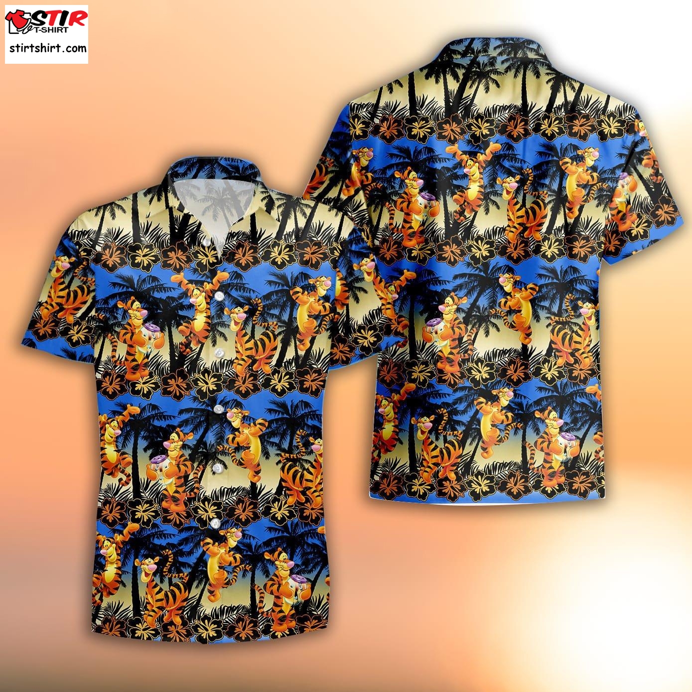 Tigger The Tiger Blue Orange Patterns Summer Tropical Disney Hawaiian Shirt  Disney s