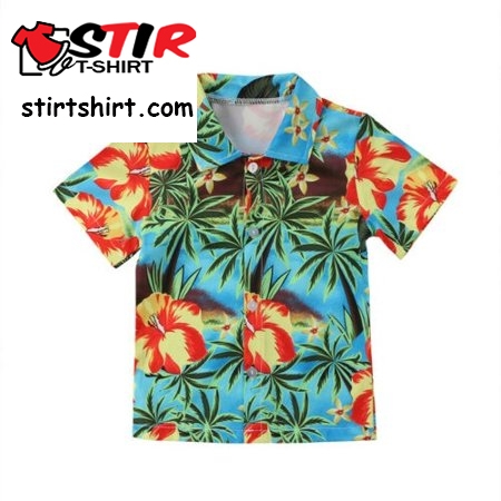 Toddler Baby Boy Hawaiian Shirt Palm Tree _Flowers Print Button Down Shirts  2t 