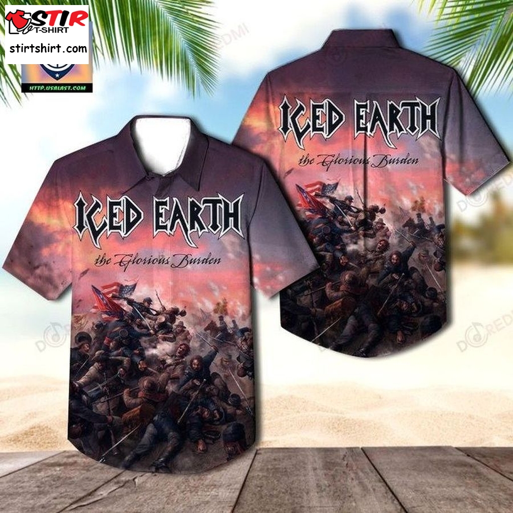 Top Hot Iced Earth The Glorious Burden 2004 Aloha Hawaiian Shirt  Top Gun 