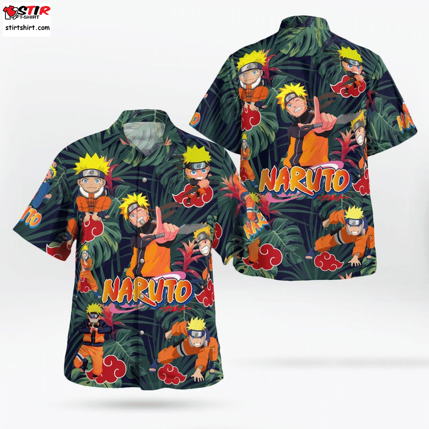 Tropical Floral Naruto Manga Anime Casual Beach Full Printing Hawaiian Shirt