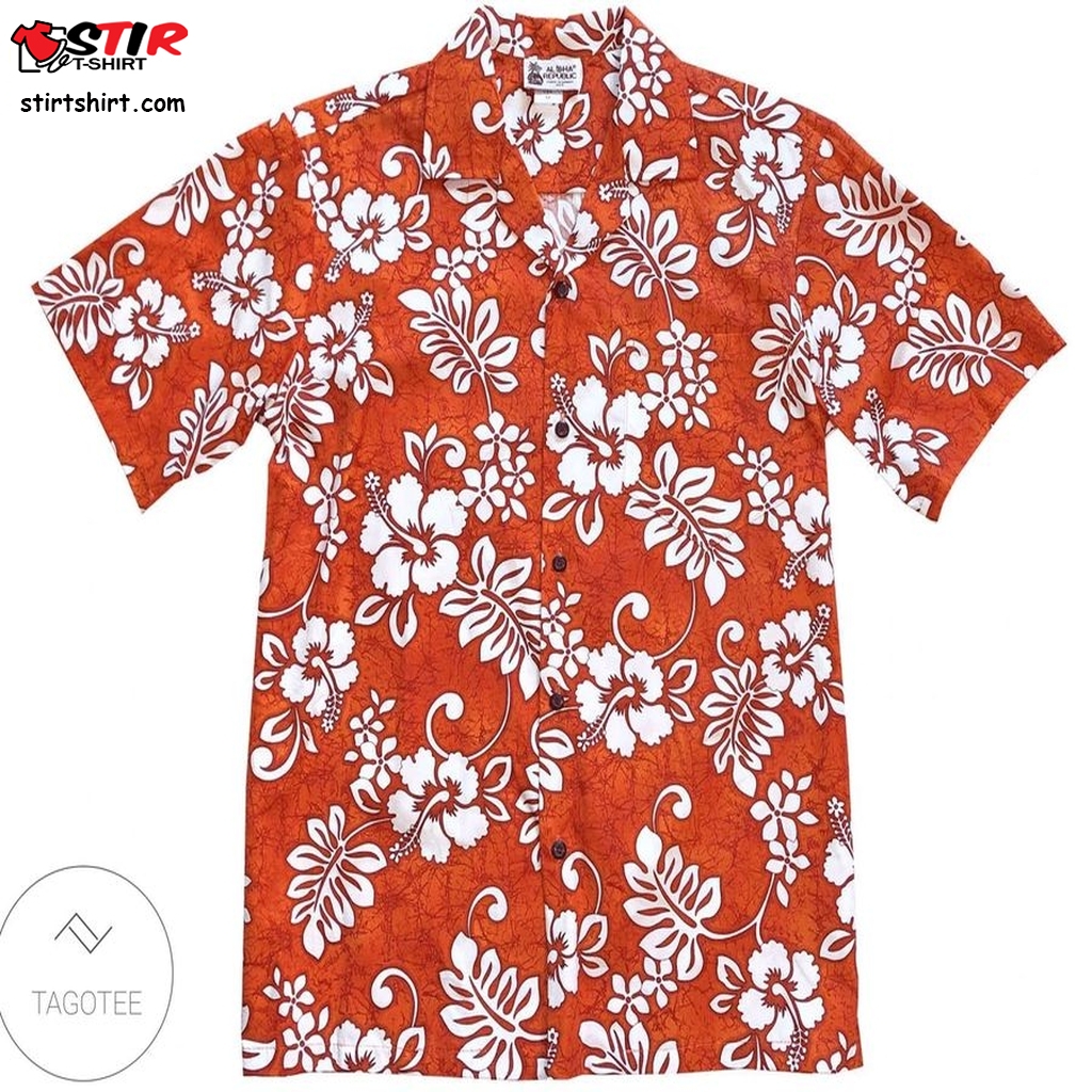 Tropical Floral Orange Hawaiian Shirt  Kc Royals 