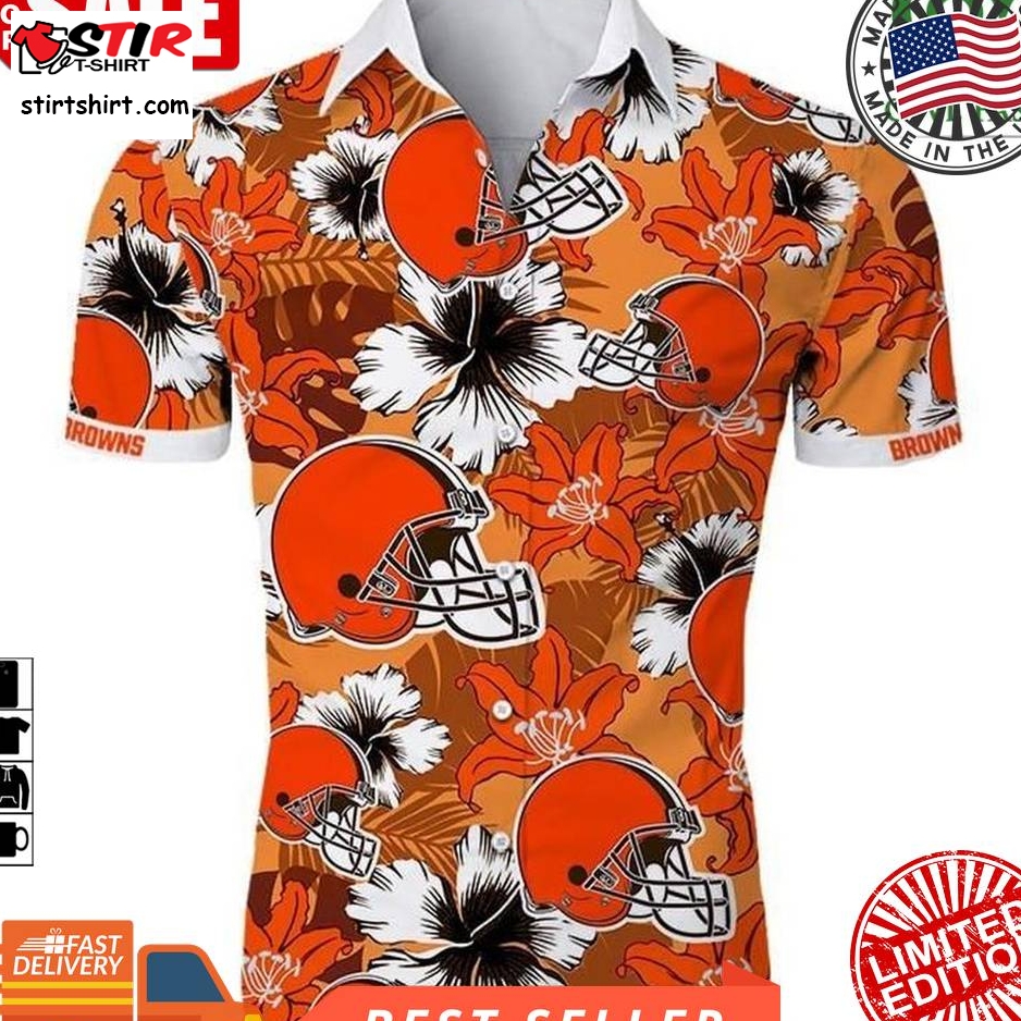 Tropical Flower Nfl Cleveland Browns Hawaiian Shirt Short Sleeve Summer Wear