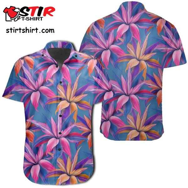 Tropical Flowers Pink Hawaiian Shirt   Clipart