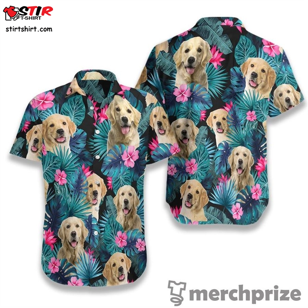 Tropical Golden Dog Ez08 0207 Hawaiian Aloha Shirt Hawaiian Shorts Beach Short Sleeve   And Shorts Set