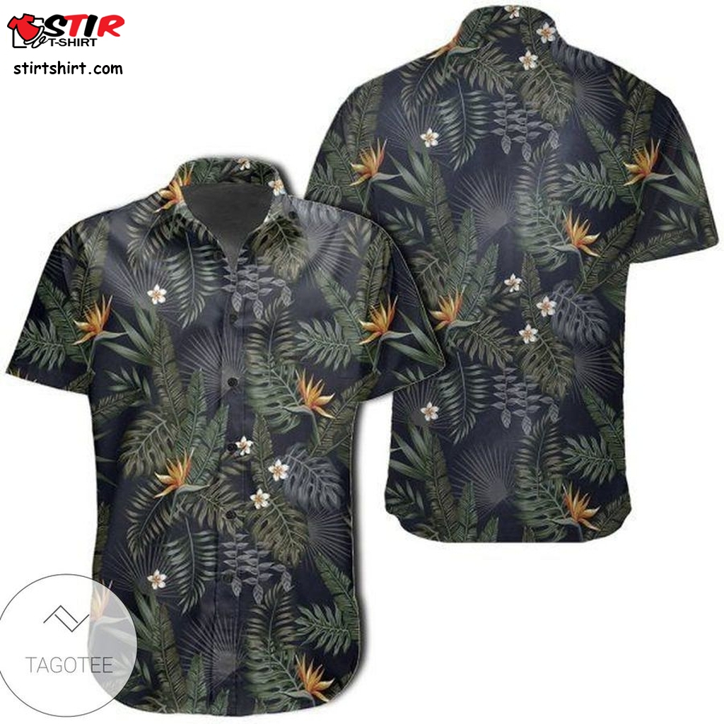 Tropical Leaves And Flowers In The Night Style Hawaiian Shirt  Hawaiian Style Shirt