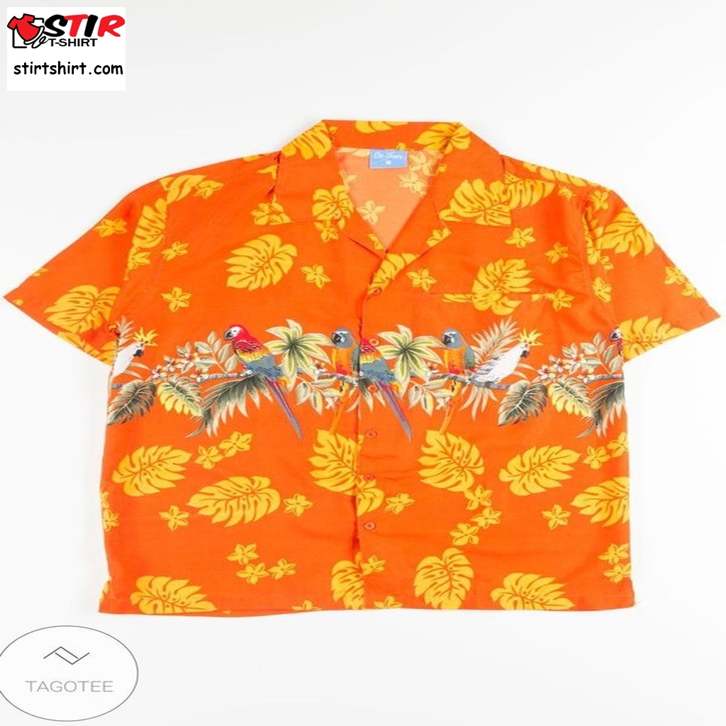 Tropical Parrots Orange Hawaiian Shirt