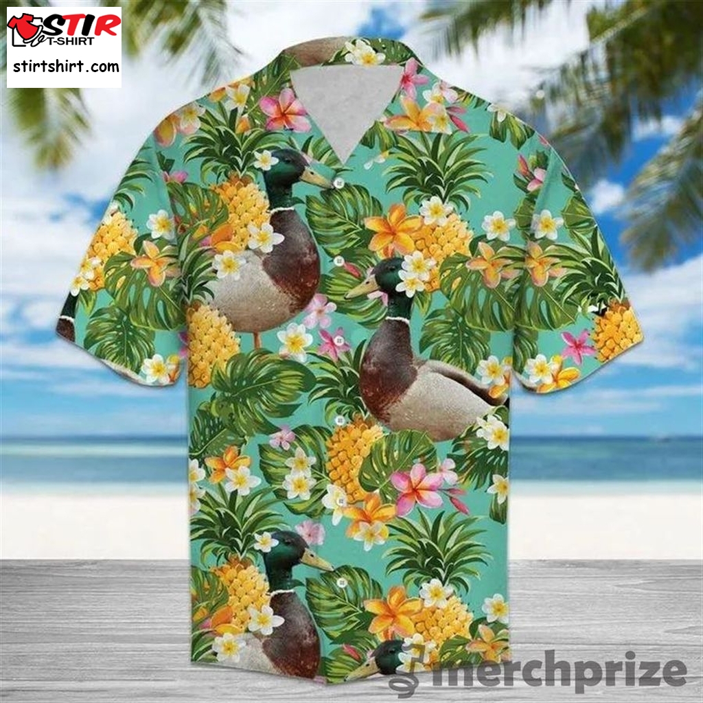 Tropical Pineapple Duck 3D Hawaiian Shirt For Men With Vibrant Colors And Textures   Magnum P.i 