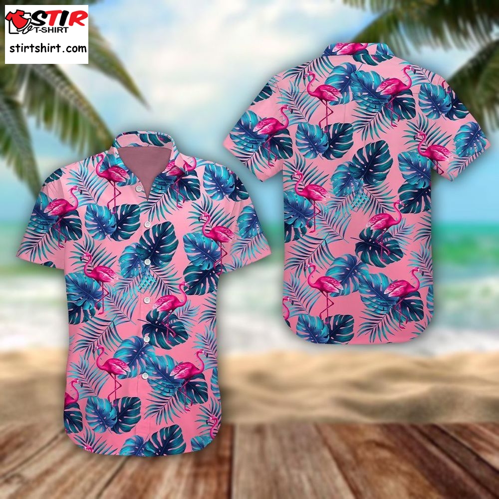 Tropical Pink Flamingo Pink Unique Design Unisex Hawaiian Shirt Unisex   Unisex