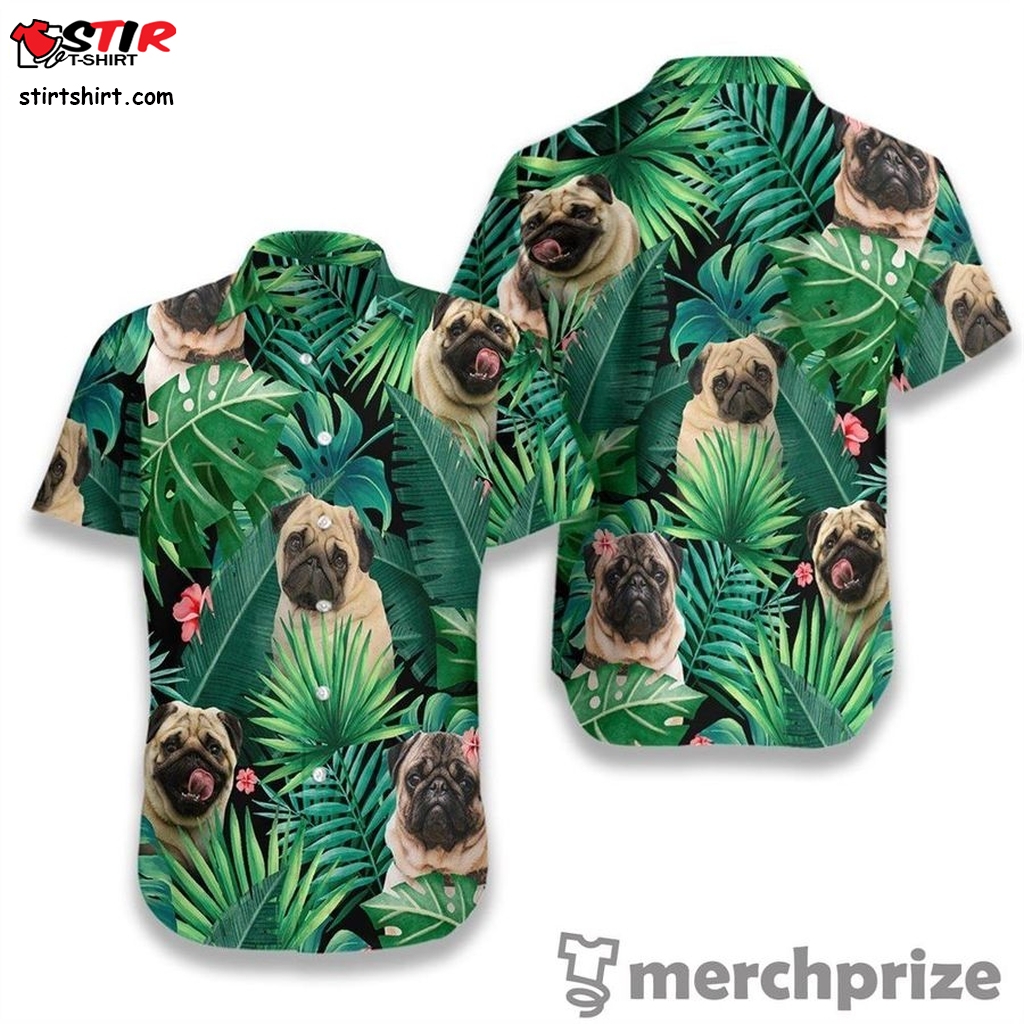 Tropical Pug Ez03 0407 Hawaiian Aloha Shirt Hawaiian Shorts Beach Short Sleeve