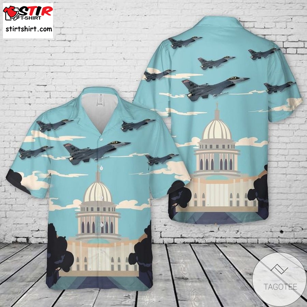 Us Air Force Wisconsin Air National Guard 115Th Fighter Wing F 16 Fighting Falcon Hawaiian Shirts