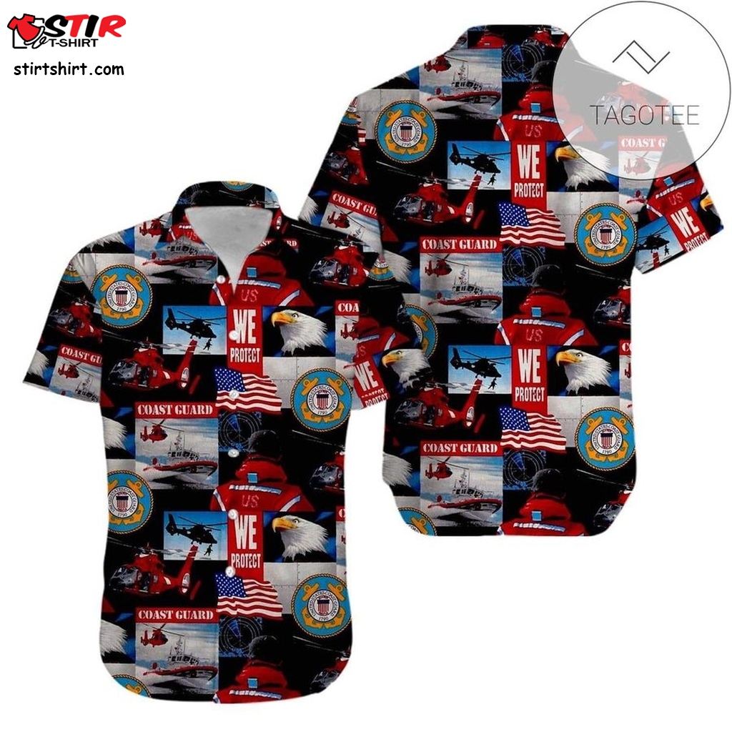 Us Army Military United States Coast Guard American Flag Aloha Authentic Hawaiian Shirt 2023S V  Hawaiian Flag Shirt