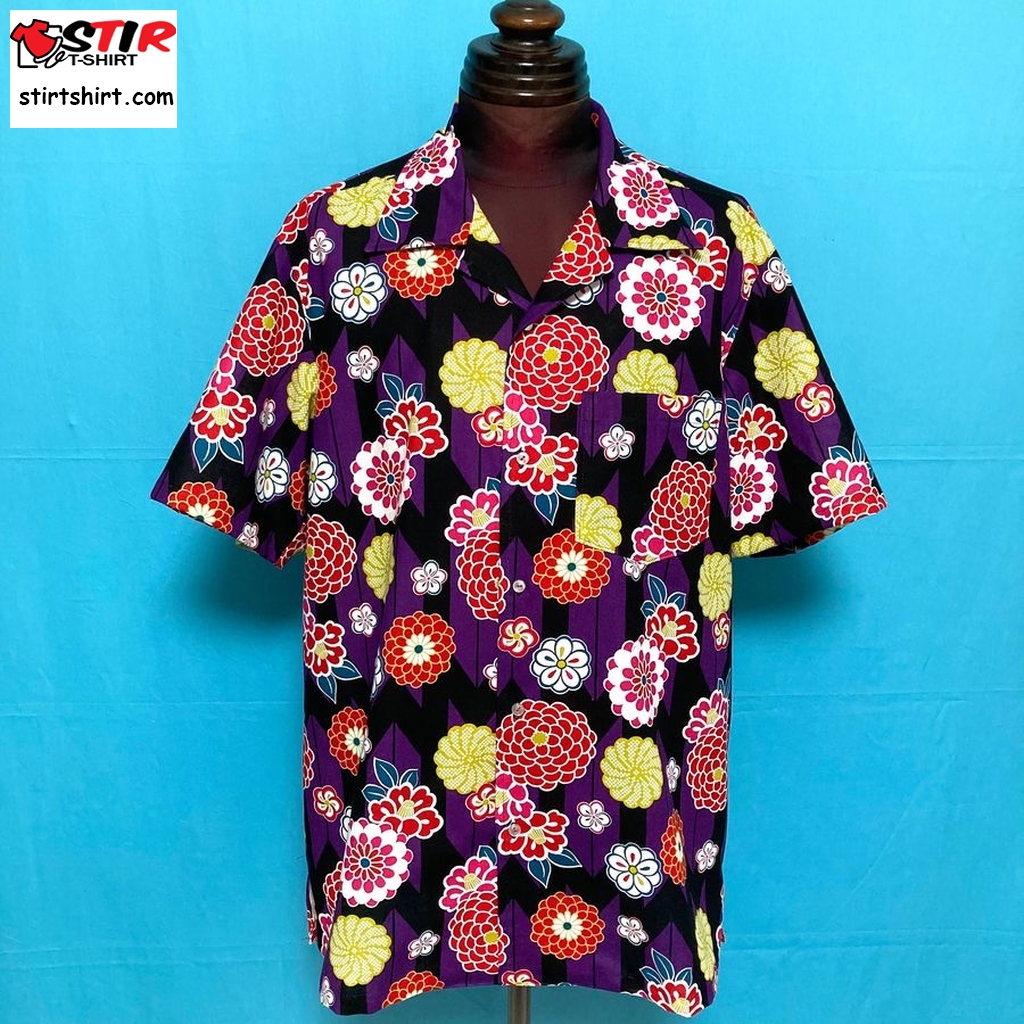 Us L, Japanese Cotton Hawaiian Shirt, Aloha Shirt, Japanese Traditional Pattern