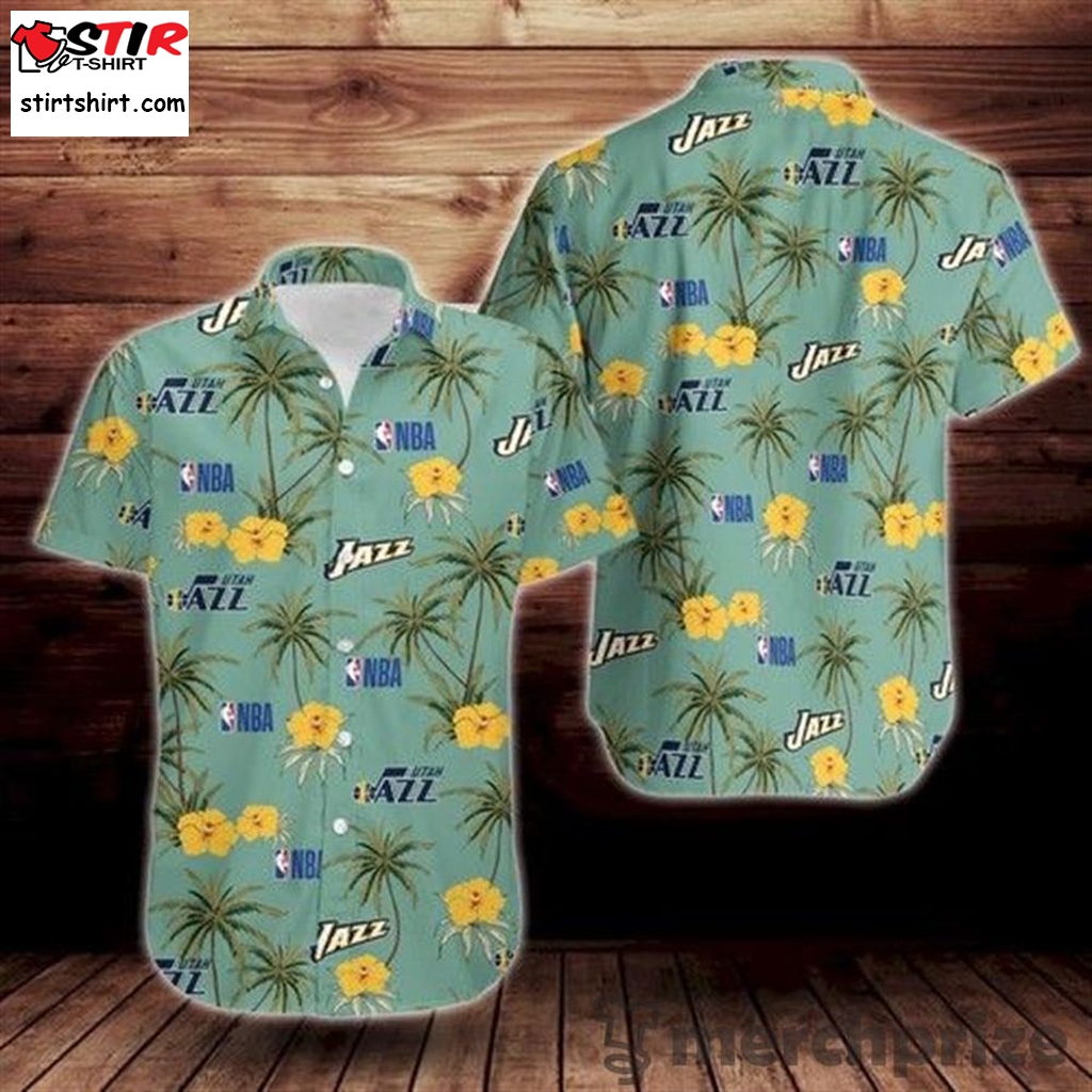 Utah Jazz Tropical Flower Short Sleeve Hawaiian Shirt 