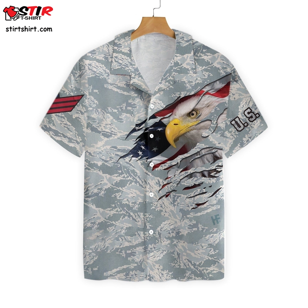 Veteran Proud Us Airforce Camouflage Ez14 1401 Hawaiian Shirt   Drawing