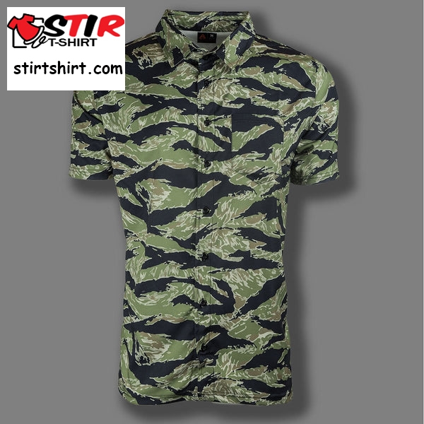 Vietnam Tiger Stripe Camo Button Up Shirt   Tactical Hawaiian Shirts Tactical s