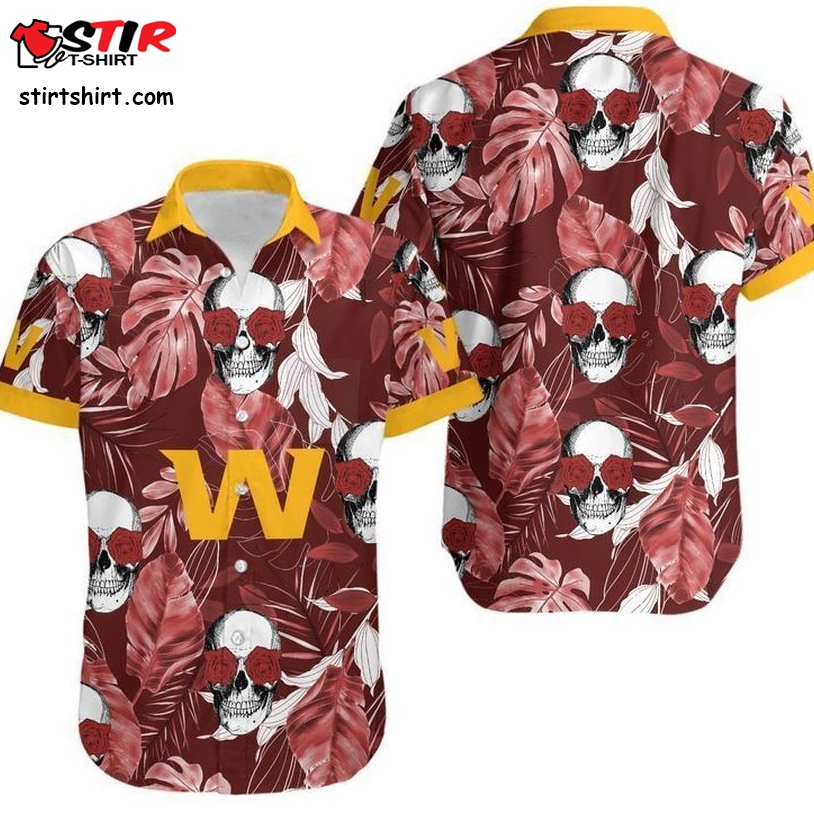 Washington Football Team Coconut Leaves And Skulls Hawaii Shirt And Shorts Summer Collection H97  Washington Football Team 