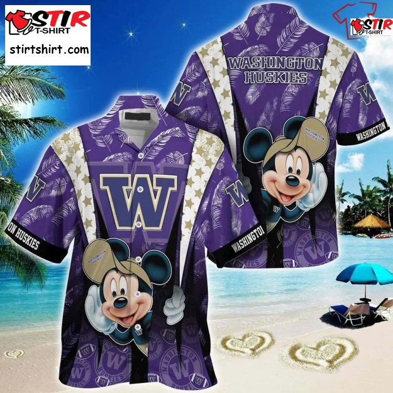 Washington Huskies Mickey Mouse Hawaiian Shirt