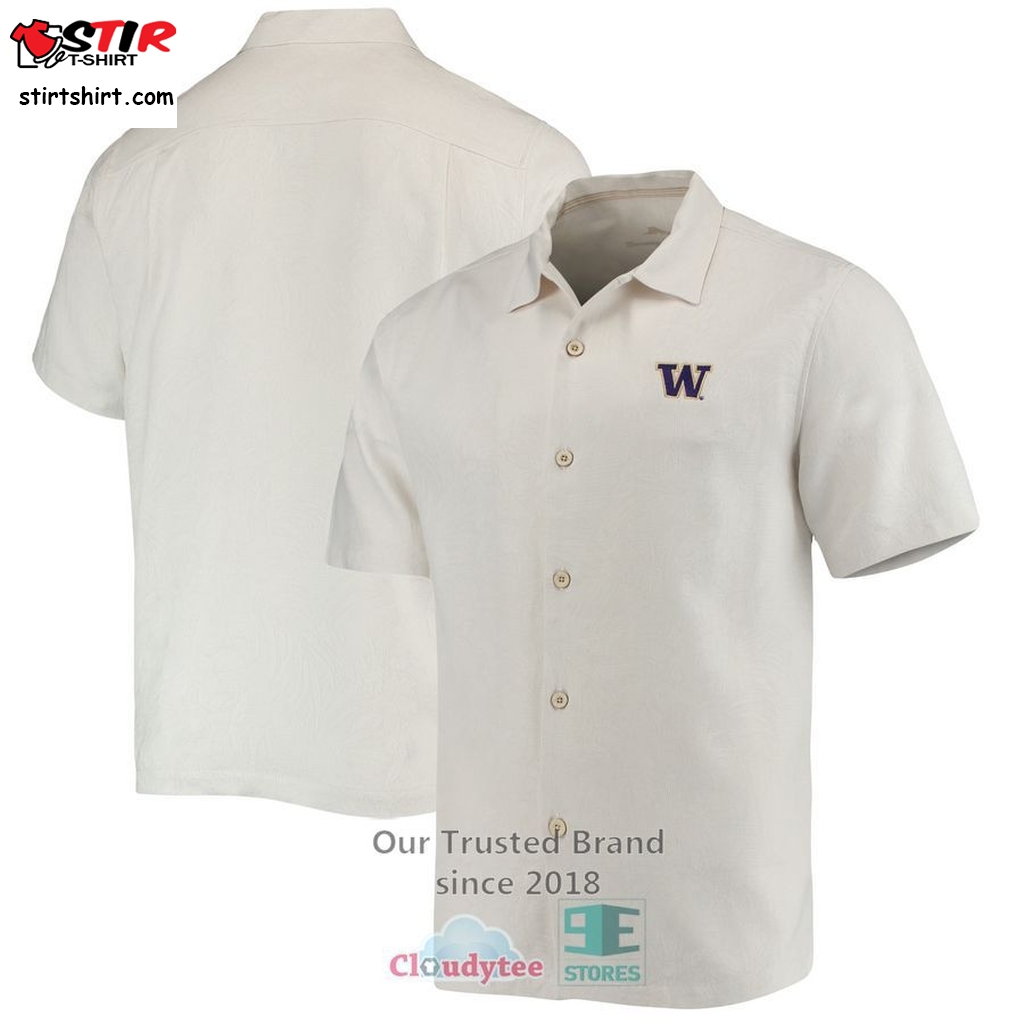 Washington Huskies Tommy Bahama Tropic Isles Camp White Hawaiian Shirt  Hawaiian Camp Shirt - StirTshirt