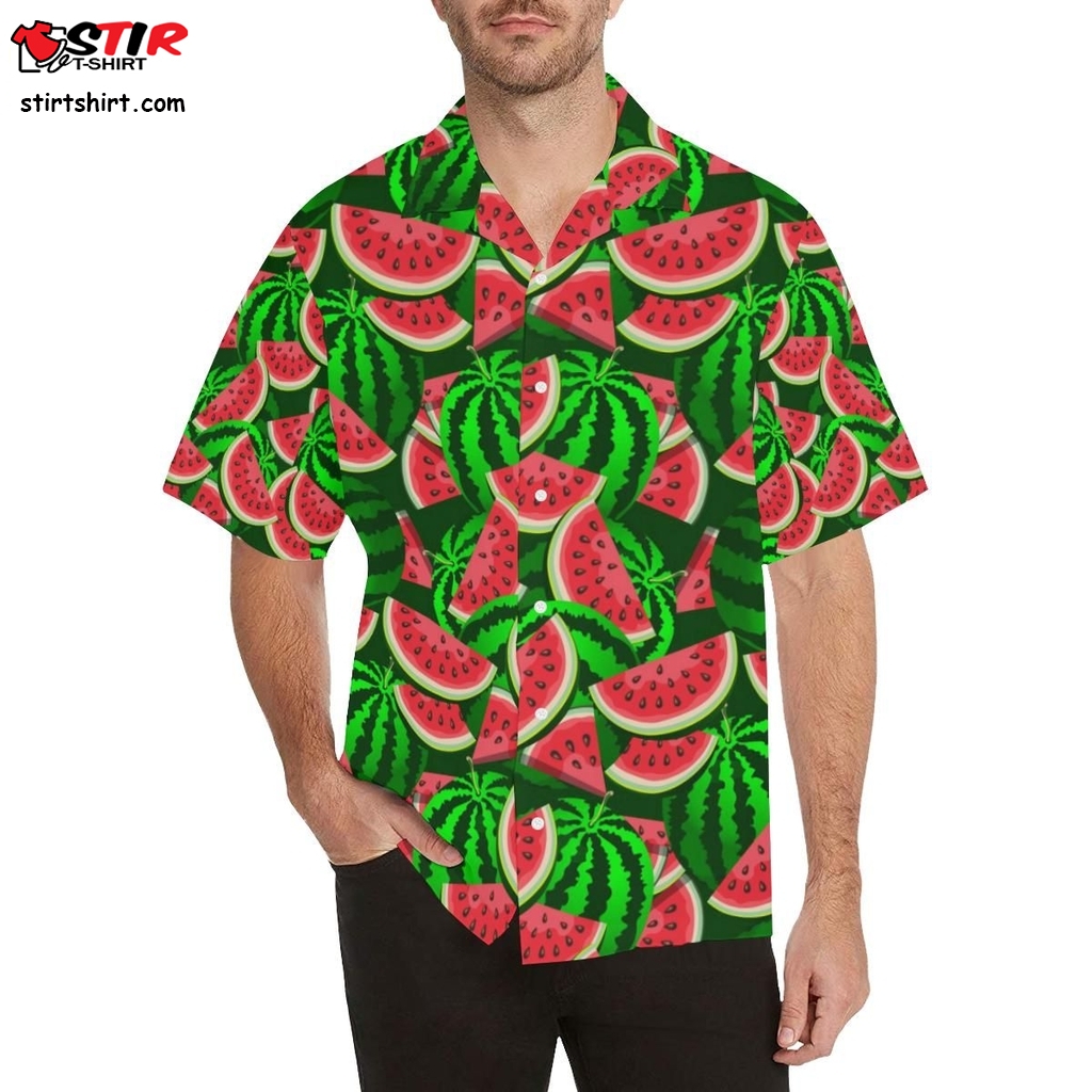 Watermelon Pattern Theme Men All Over Print Hawaiian Shirt  Watermelon 