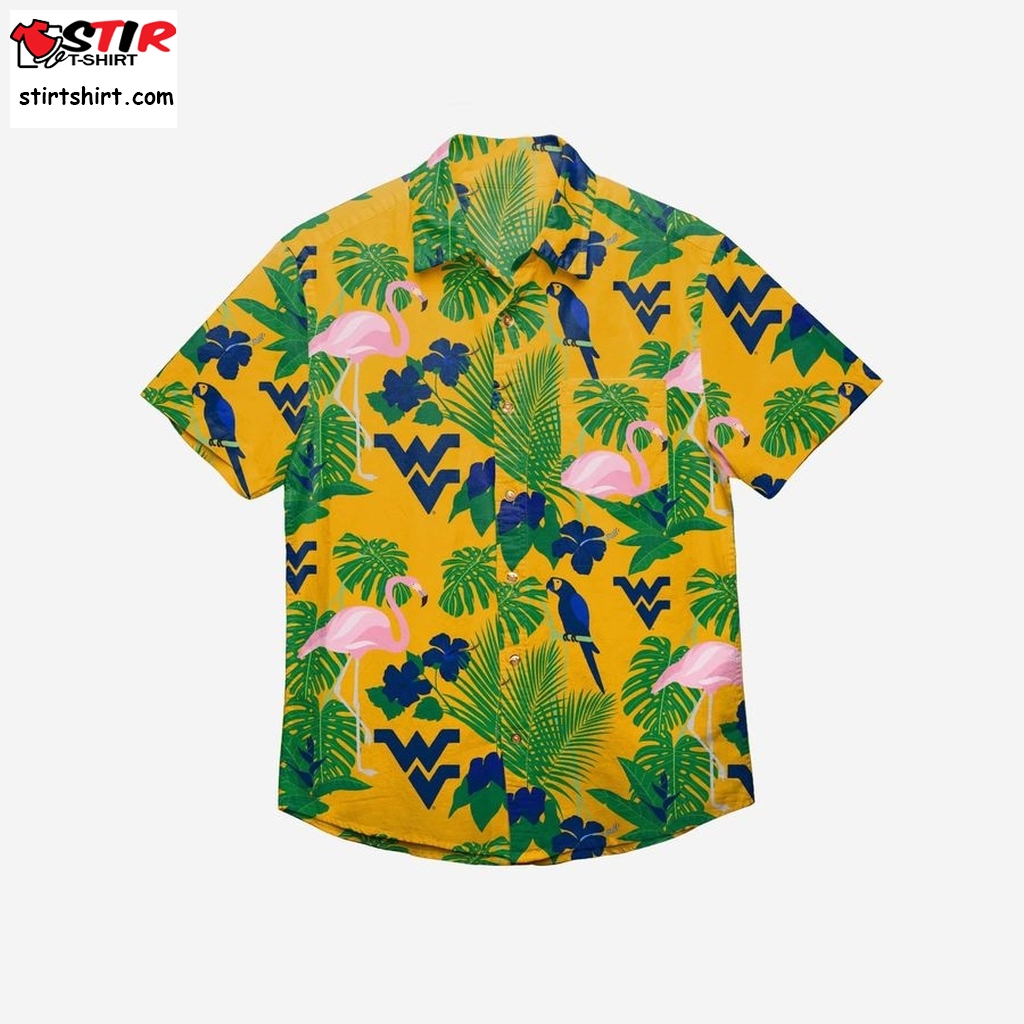 West Virginia Mountaineers Floral Button Up Hawaiian Shirt  Free  Pattern