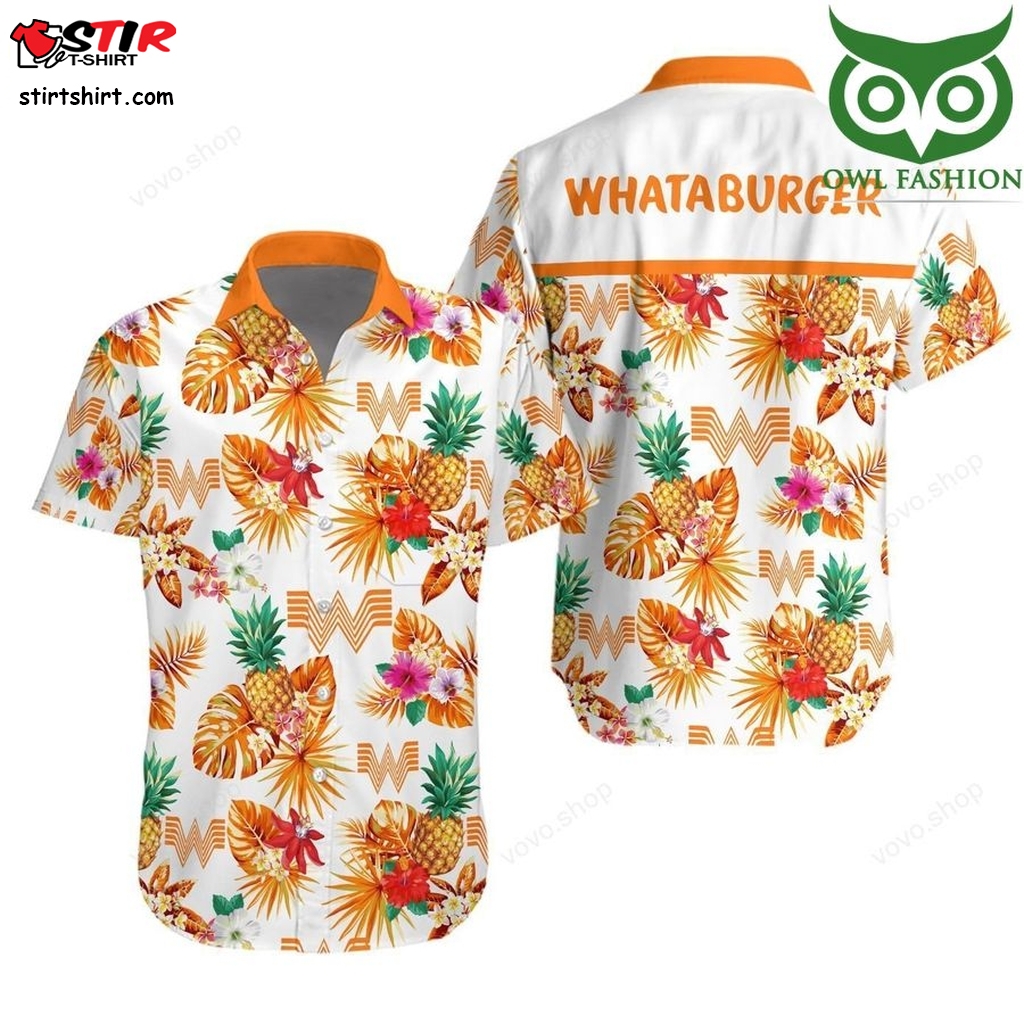 Whataburger Orange Floral Style Logo Hawaiian Shirt  Whataburger 