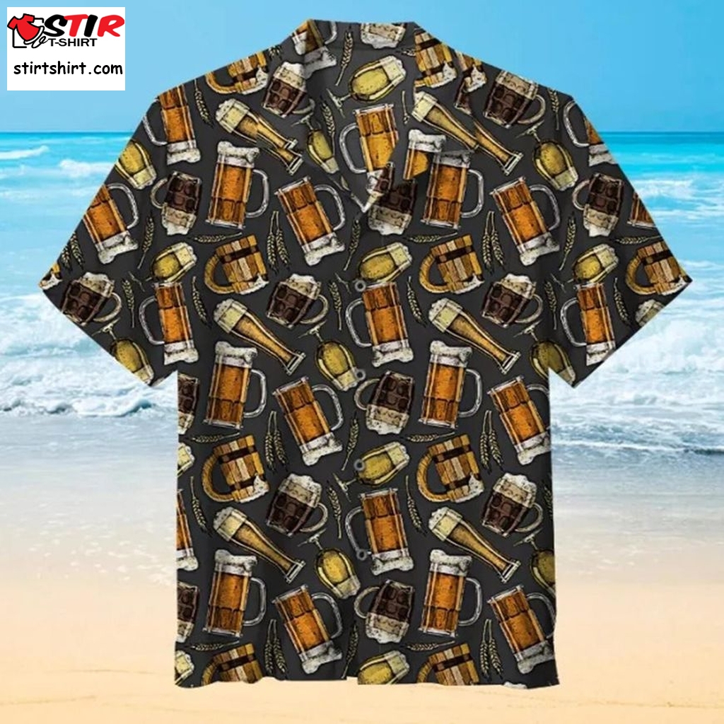 Wheat Beer Pattern Hawaiian Shirt   Pattern