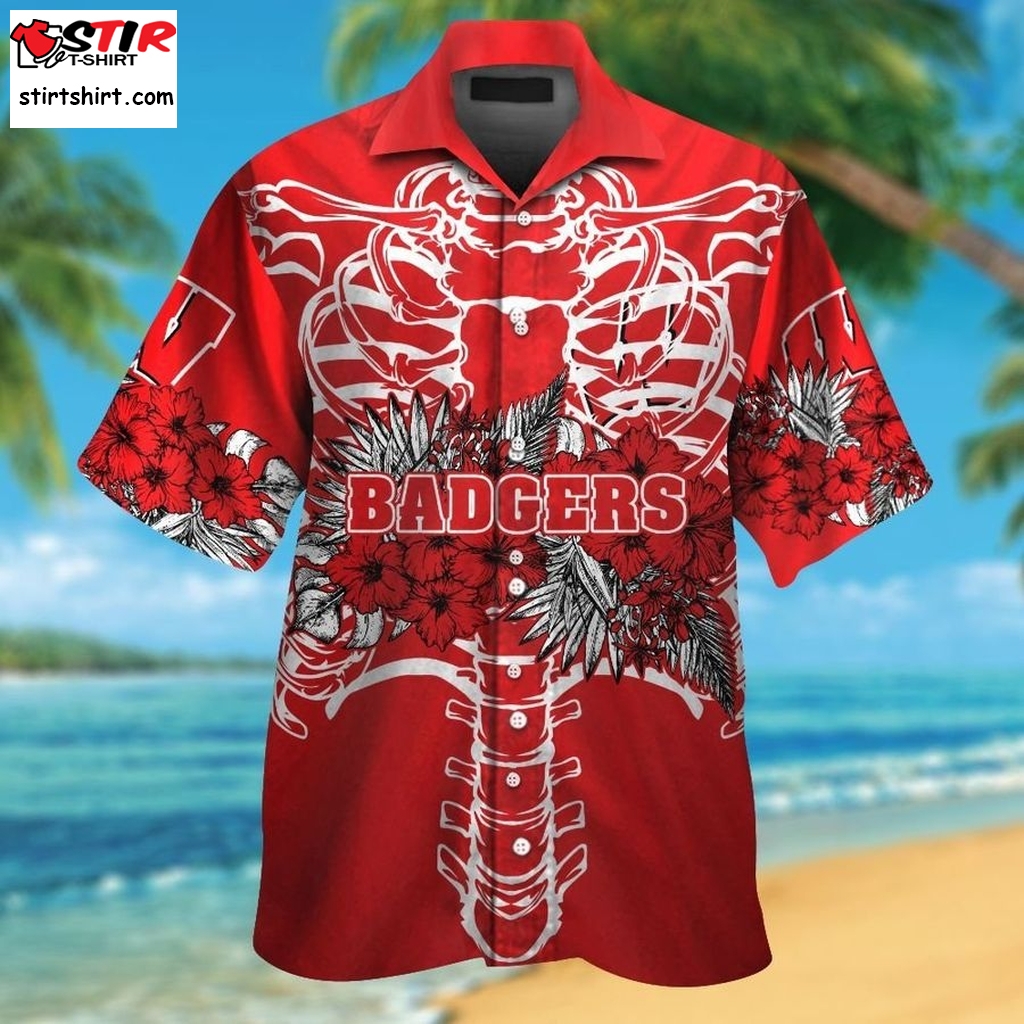 Wisconsin Badgers Short Sleeve Button Up Tropical Aloha Hawaiian Shirts For Men Women  Wisconsin 