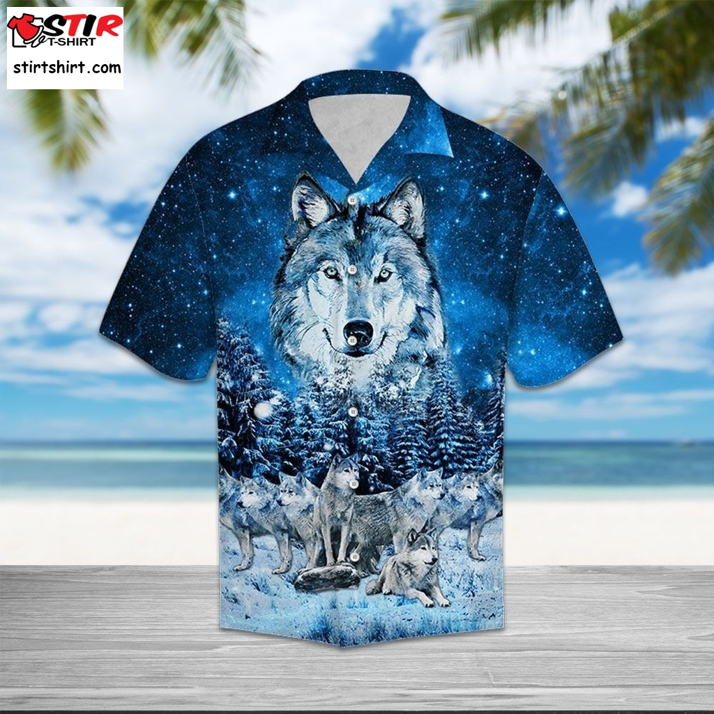 Wolf Family Mountain Awesome Colorful Hawaiian Shirt 