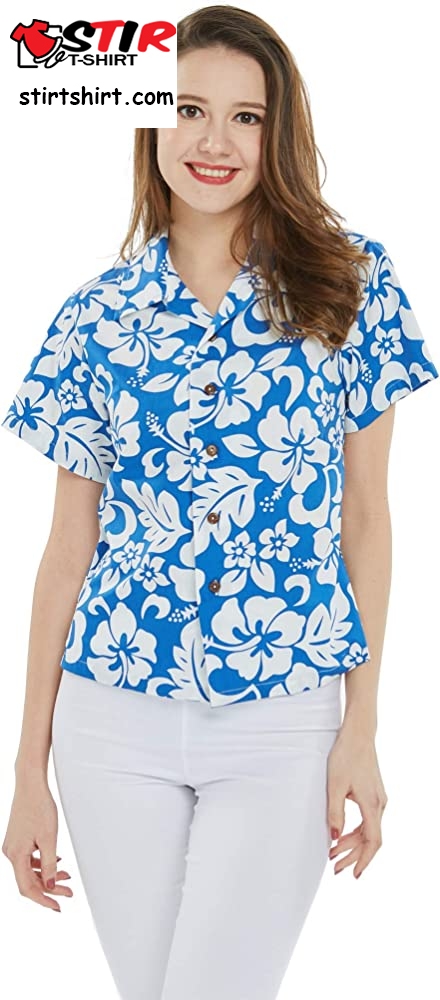 Women_S Hawaiian Lady Aloha Shirt In Vintage Classic Blue  Vintage  Womens