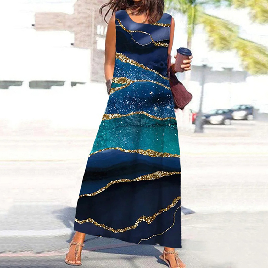 Women's Maxi Dress For Summer Sleeveless Casual Loose Long Hawaiian Shirt Dressjpeg   Dress