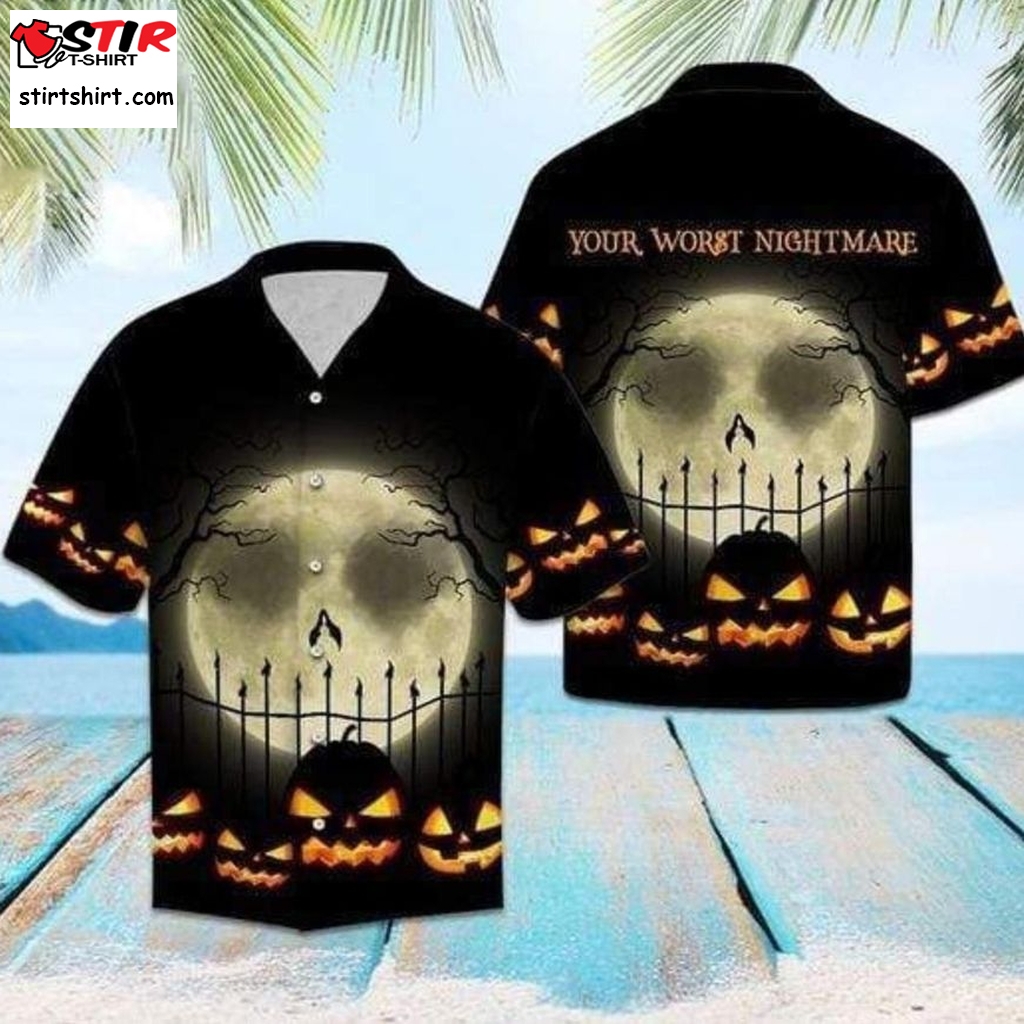 Worst Nightmare Halloween Pumpkin Moon Hawaiian Shirt  Halloween Costumes With 