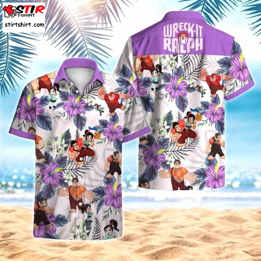 Wreck It Ralph Hawaiian Graphic Print Short Sleeve Hawaiian Casual Shirt N98  Ralph Lauren 