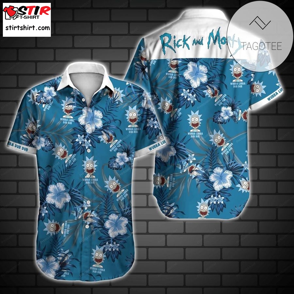 Wubba Lubba Dub Dub Authentic Hawaiian Shirt 2023 Summer Button Up Shirt For Men Beach Wear Short Sleeve Authentic Hawaiian Shirt 2023