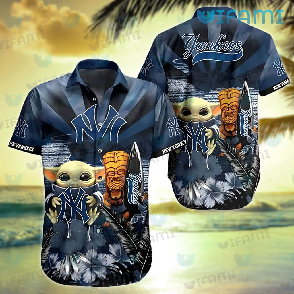 Yankees Hawaiian Shirt Baby Yoda Tiki Mask New York Yankees Giftjpeg