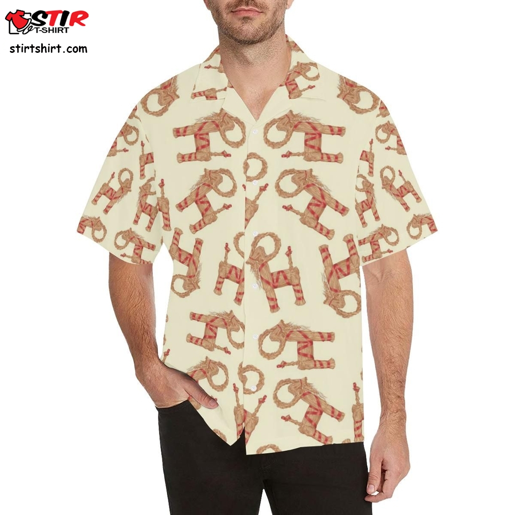 Yule Goat Or Christmas Goat Pattern Men All Over Print Hawaiian Shirt  Hawaiian Christmas Shirt Mens