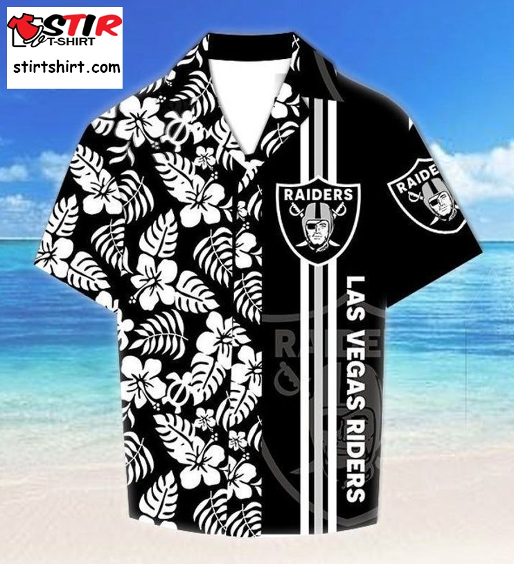 Zokastore Las Vegas Raiders Black And White Hawaiian Shirt Unisex   Lvs007