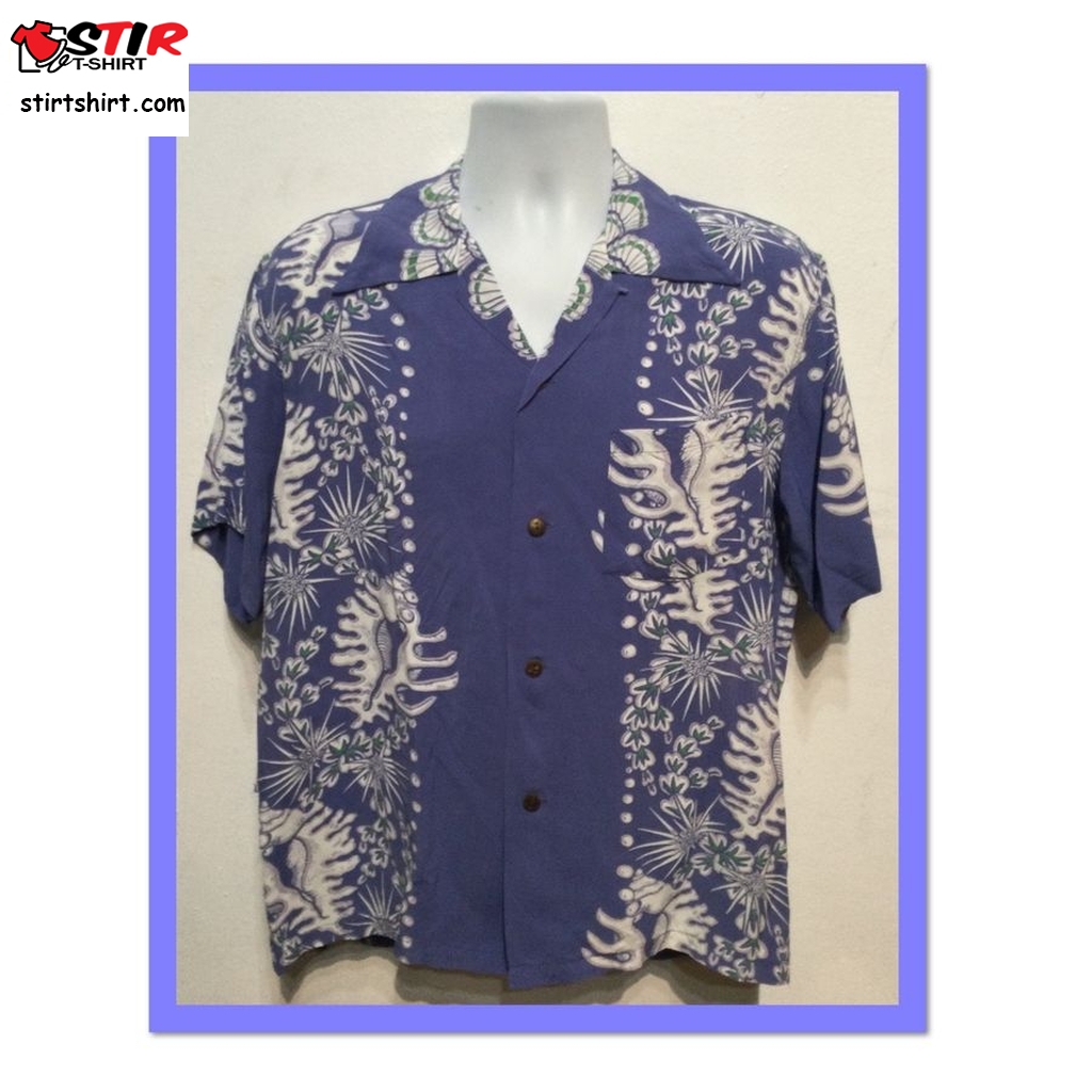 1940S Vintage Reproduction Hawaiian Shirt By Sun Surf Size Medium 15 15 12  Vintage s