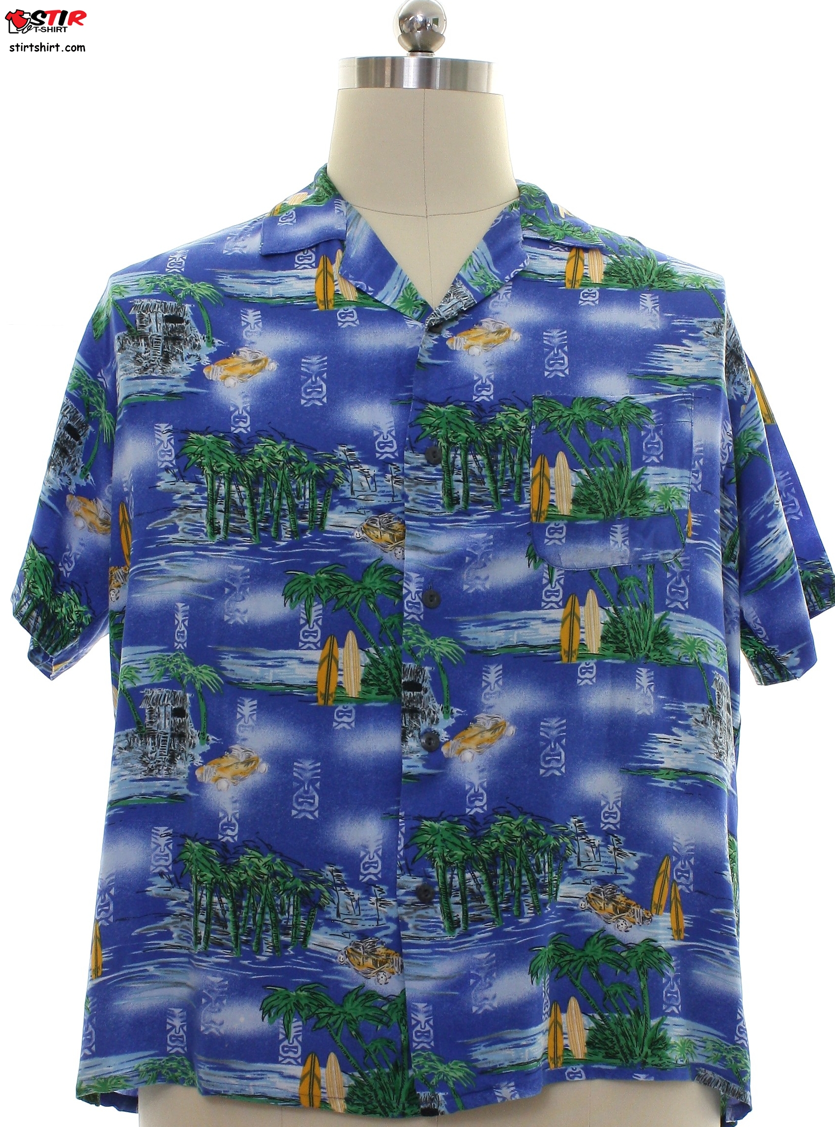 1990_S Pineapple Vintage Aloha Connection Mens Rayon Hawaiian Shirt  90s 