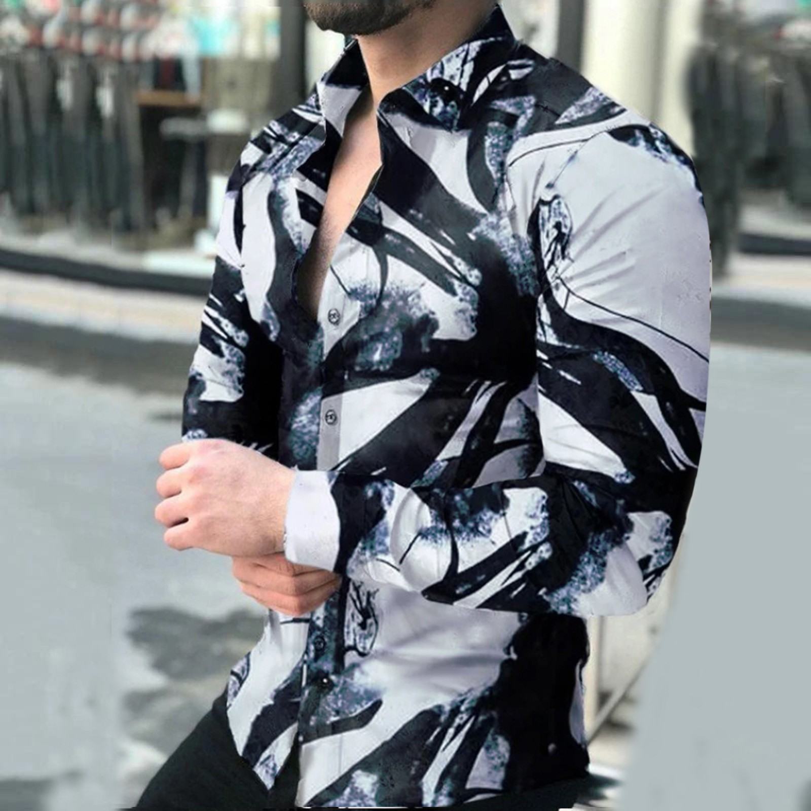 Aayomet Hawaiian Shirt For Men Autumn Winter Top Shirt Comfortable Stand Up Collar Bowling Shirtsjpeg
