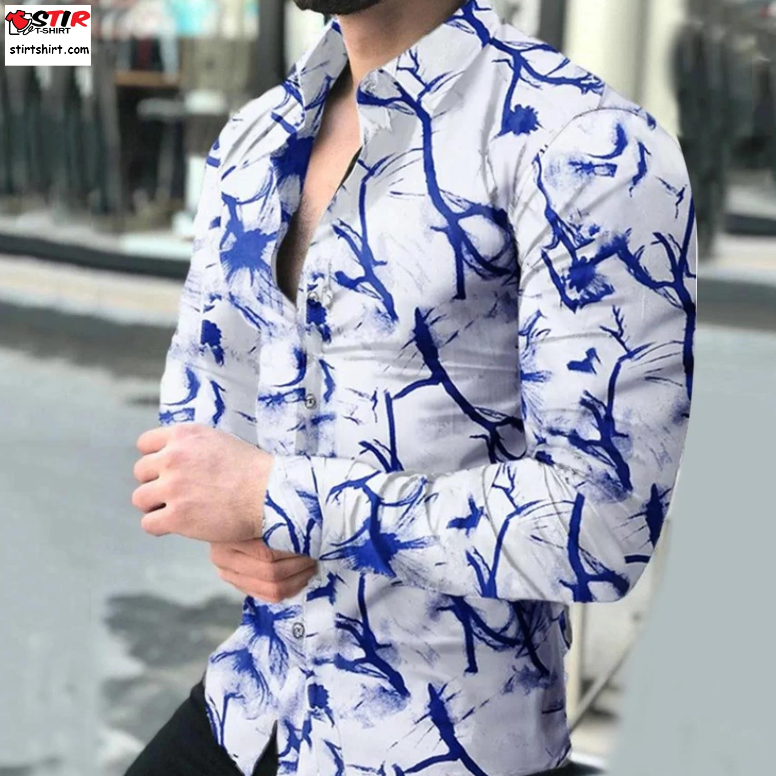 Aayomet Hawaiian Shirt Mens Autumn Winter Shirt Comfortable Stand Up Collar Printing Tops Mens Summer Shirt