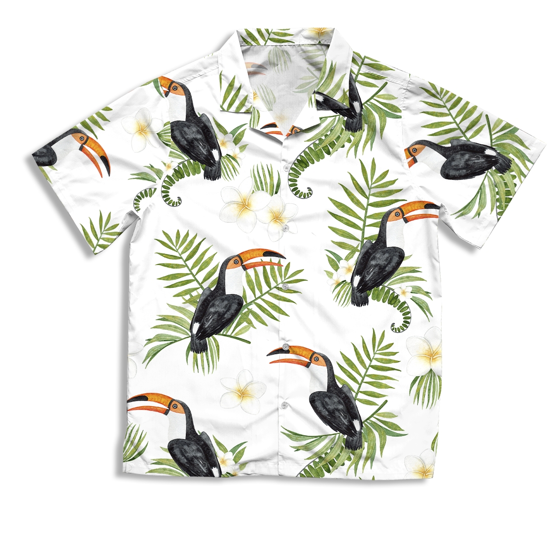 All Over Print Short Sleeve Hawaiian Shirt   Print On Demand  White 