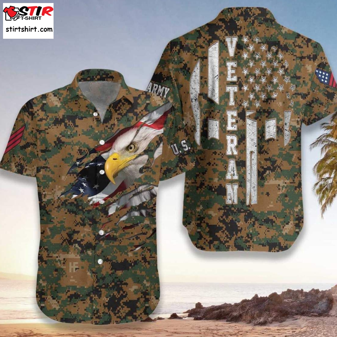 Amazing Camo Us Marine Corps Veteran Eagle Unisex Hawaiian Shirts